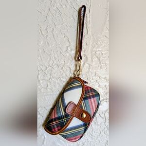 Dooney & Bourke Plaid Wristlet Clutch, Flap & Strap